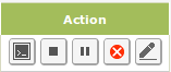 Highlighting the action buttons and status indicator