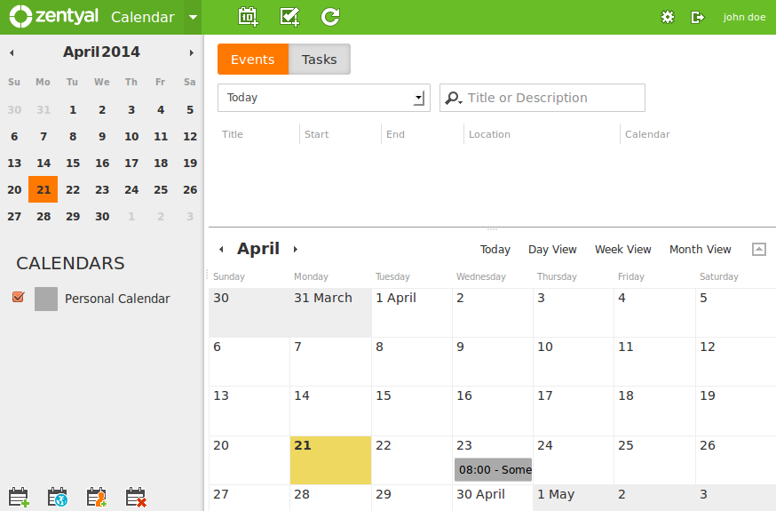 Shared calendars and events
