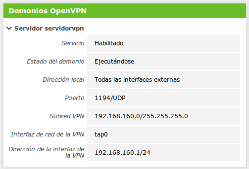 Widget del servidor VPN