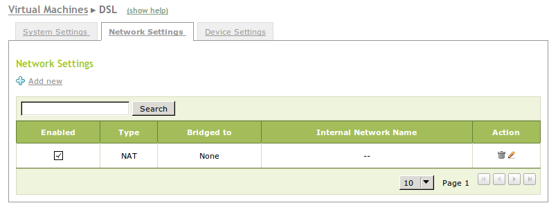 VM network settings