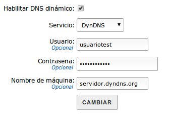 Configuración de DNS Dinámico