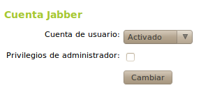 Configuración de cuenta Jabber de un usuario