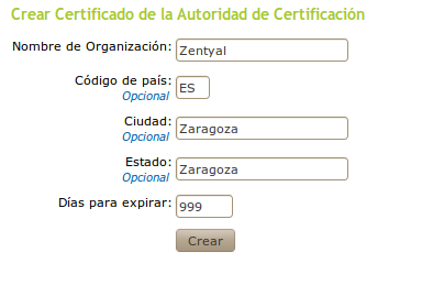 Crear Certificado de la Autoridad de Certificación