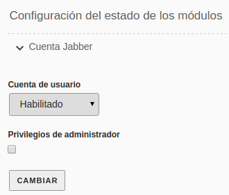 Configuración de cuenta Jabber de un usuario