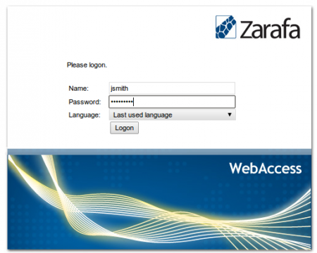 Zarafa login screen