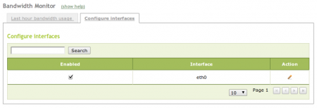 Configuration tabs for the interfaces to monitor