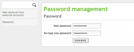 Change the current password in user's corner