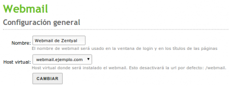 Configuración general de webmail