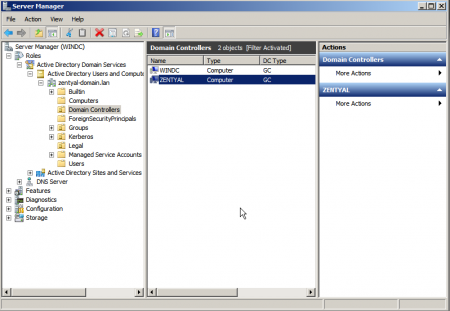 Árbol LDAP de Windows mostrando el nuevo controlador