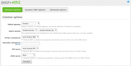 DHCP service configuration