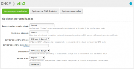 Configuración del servicio DHCP